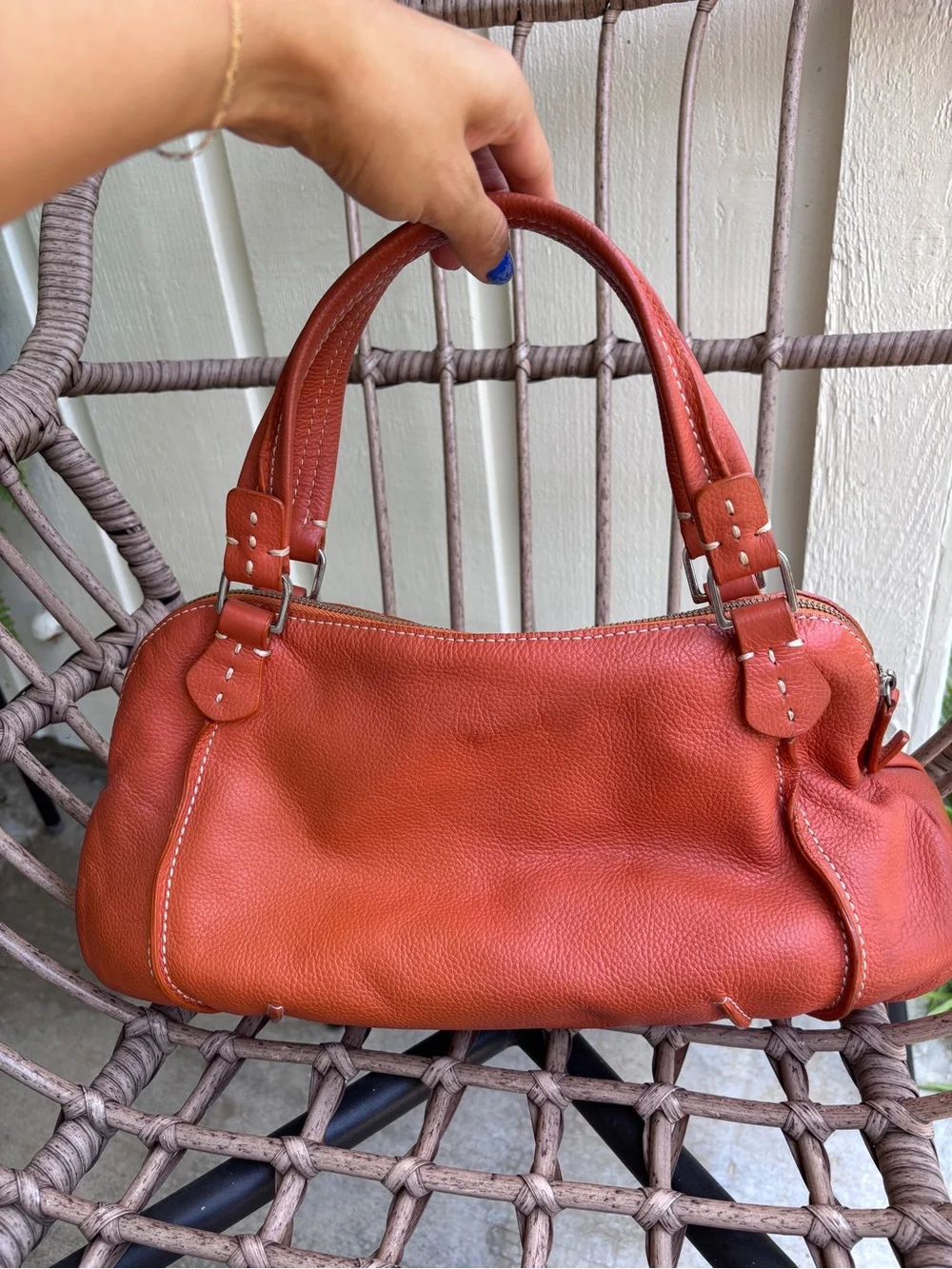 TOD'S Rust Orange Leather Shoulder Bag